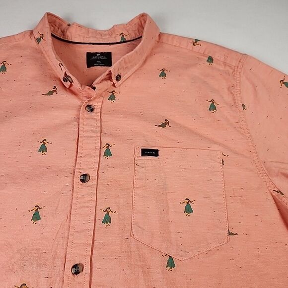 Rip Curl Mens XXL Shirt Short Sleeve Hula Girl Classic Fit Casual Button Down - Picture 2 of 9